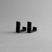 Load image into Gallery viewer, Detail of Black Square Earrings  