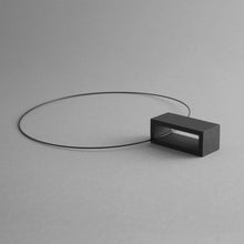 Load image into Gallery viewer, Detail of the Black Rectangle Necklace